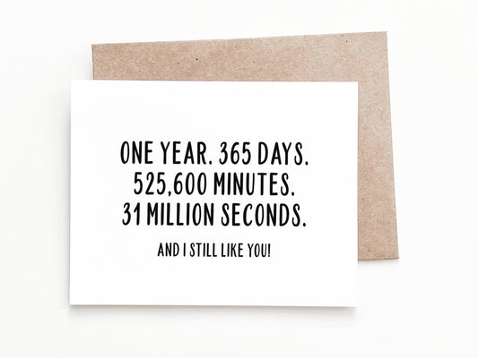Funny Anniversary Card, Love Gift for Him or Her