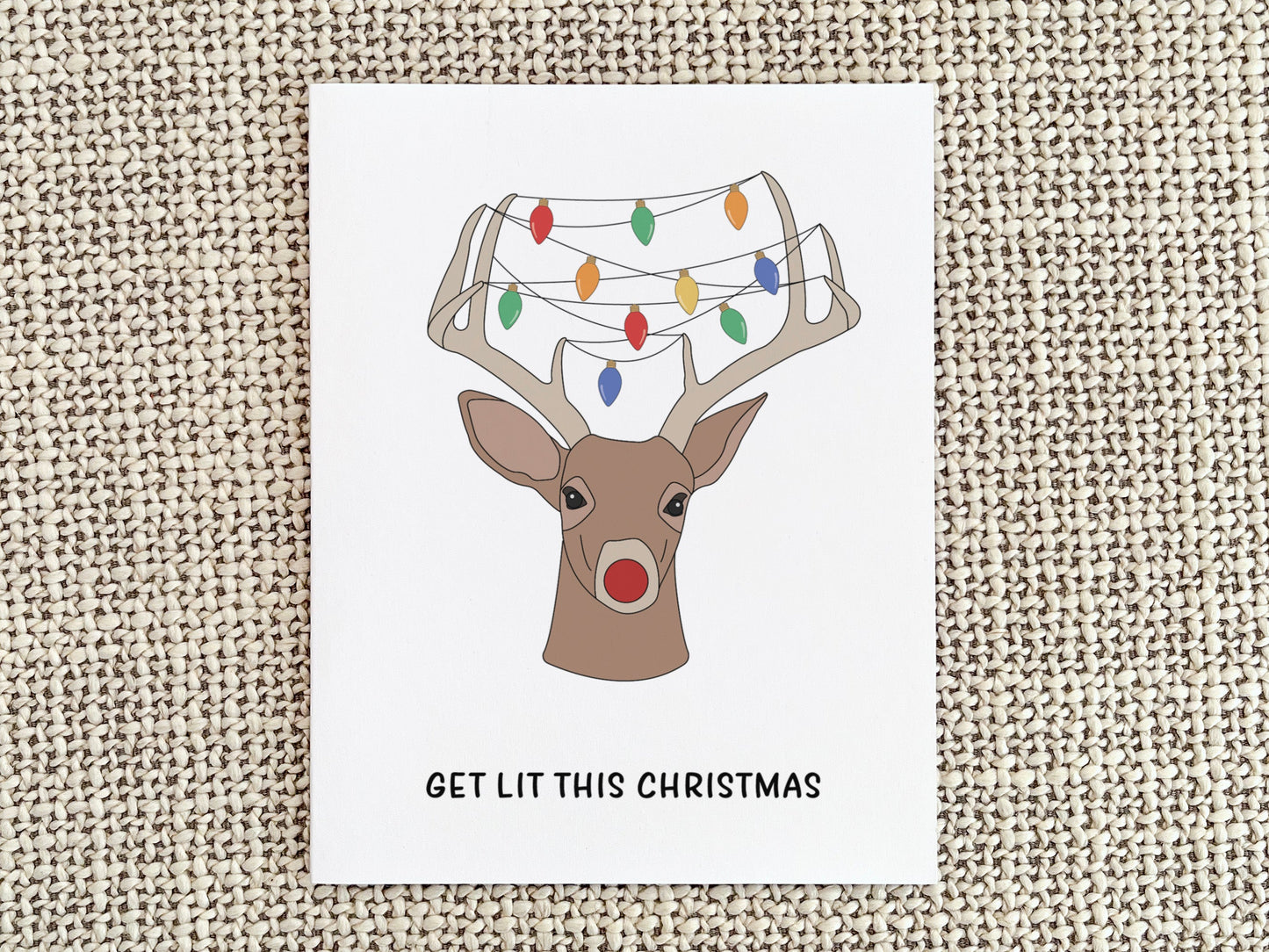 Reindeer Lights Christmas Card