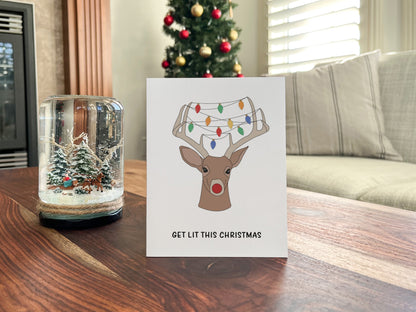 Reindeer Lights Christmas Card